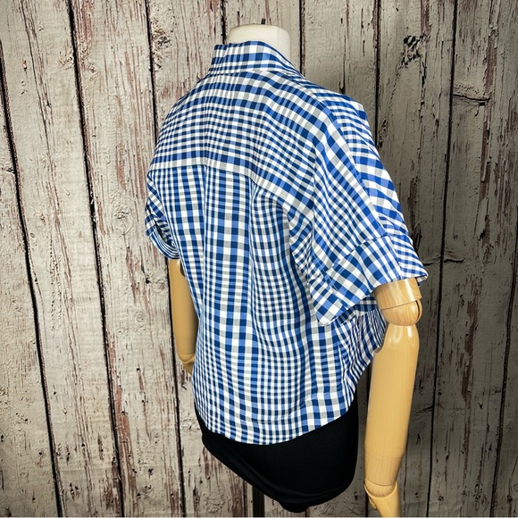 NEW NWT Theory Dillon Plaid Cropped Plaid Checkered Button Down Shirt Top Petite - Picture 8 of 16